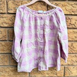 ▪️ 10/$25- Gap Lilac Plaid Peasant Blouse
